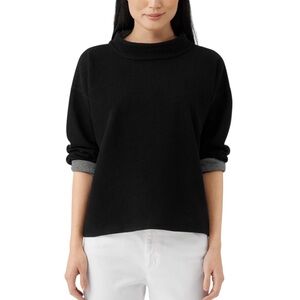 Eileen Fisher Doubleknit Organic Cotton Reversible Mock Neck Top